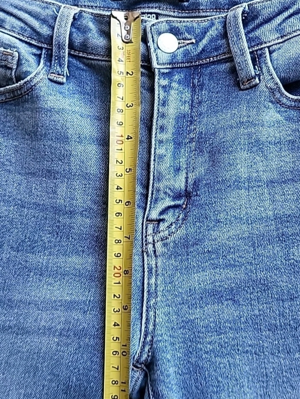 Judy Blue Jeans Womens 7/28 Blue Denim Bootcut Distressed Stretch Raw Hem Fray - Picture 8 of 13